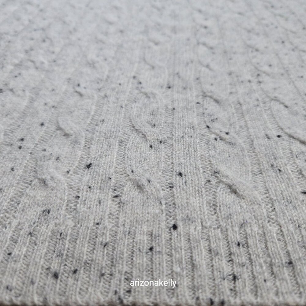 Speckled Cashmere Cable Knit Creme Oversized Scarf - Picture 9 of 13